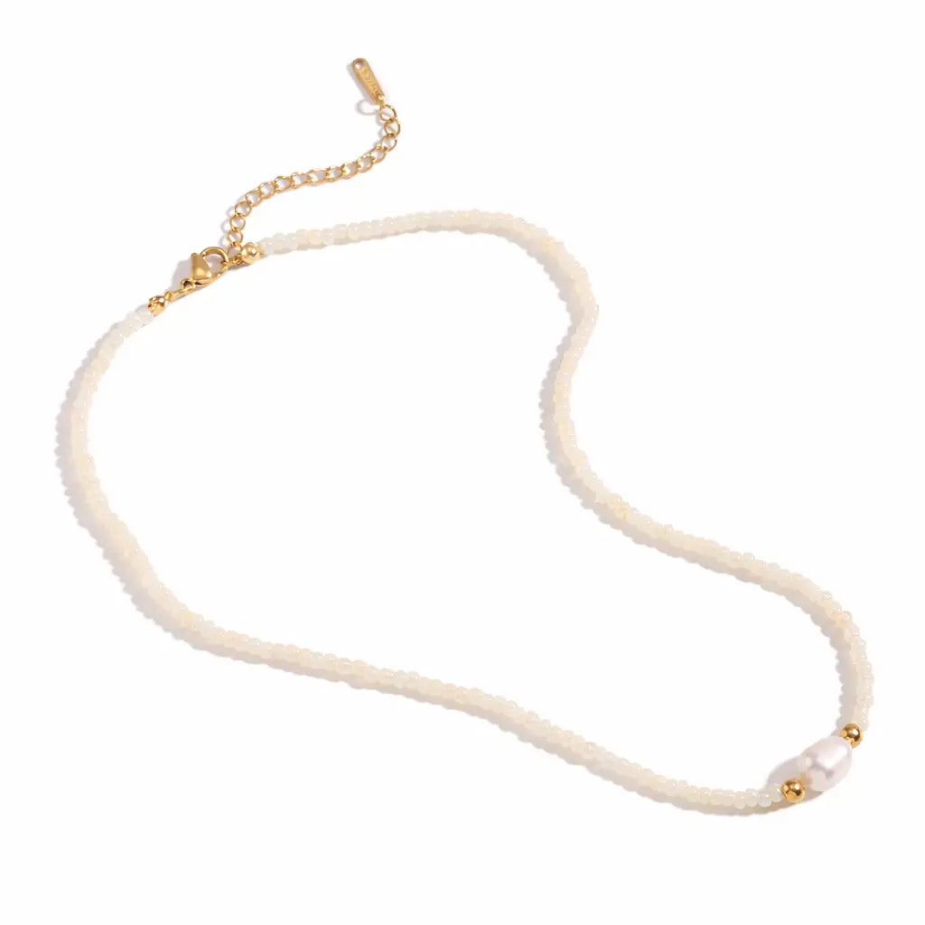 Dainty Fresh Pearl Beaded Necklace – Waterproof Valeria Gioielli