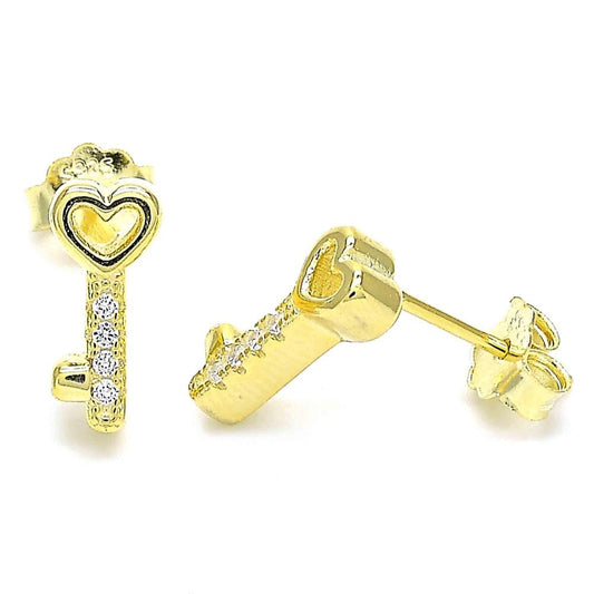 Heart Key Earrings | Sterling Silver 925