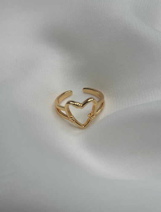 Anillo de oro ajustable en forma de corazón