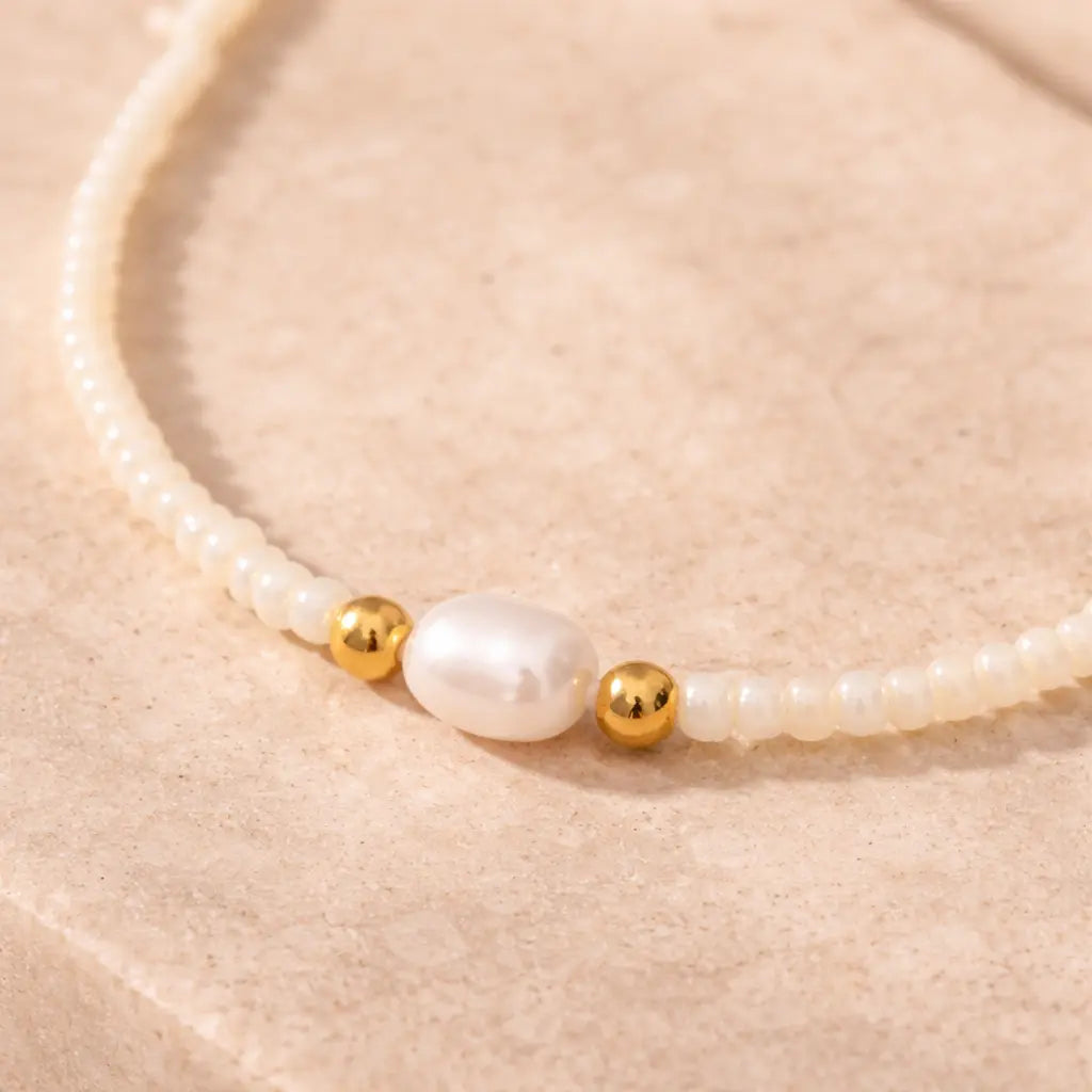 Dainty Fresh Pearl Beaded Necklace – Waterproof Valeria Gioielli