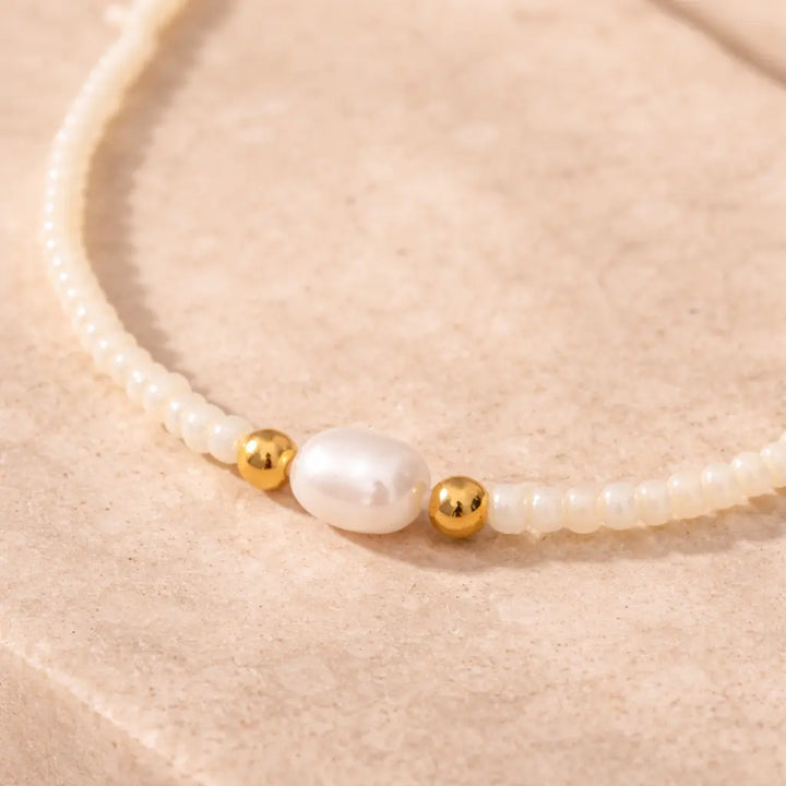 Dainty Fresh Pearl Beaded Necklace – Waterproof Valeria Gioielli