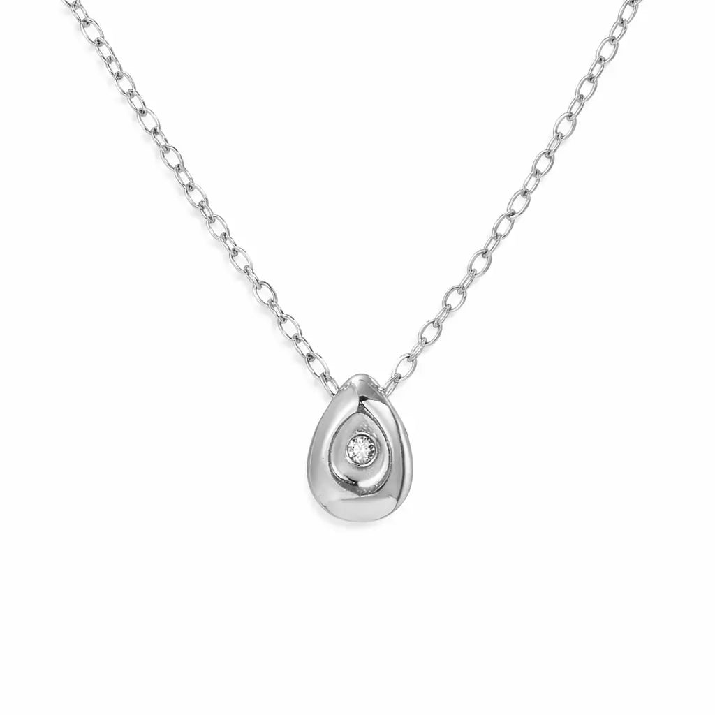 Silver Teardrop Dainty Necklace – Waterproof Stainless Steel Valeria Gioielli