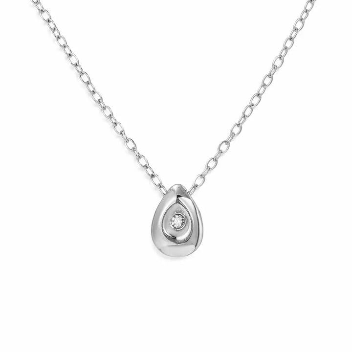 Silver Teardrop Dainty Necklace – Waterproof Stainless Steel Valeria Gioielli