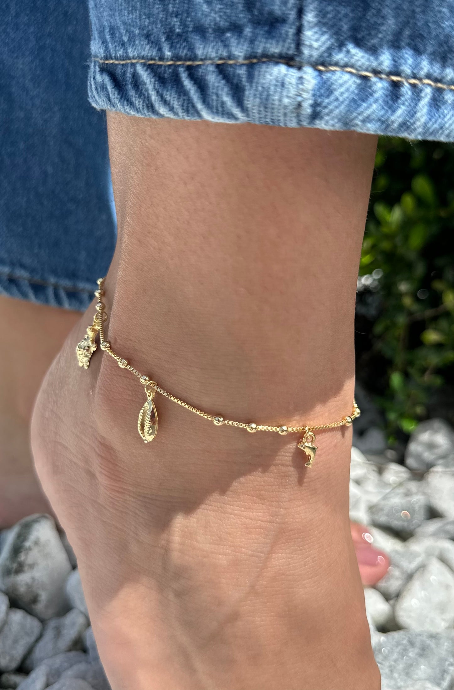 Ocean Pins Gold Anklet | 18 K Gold Plated