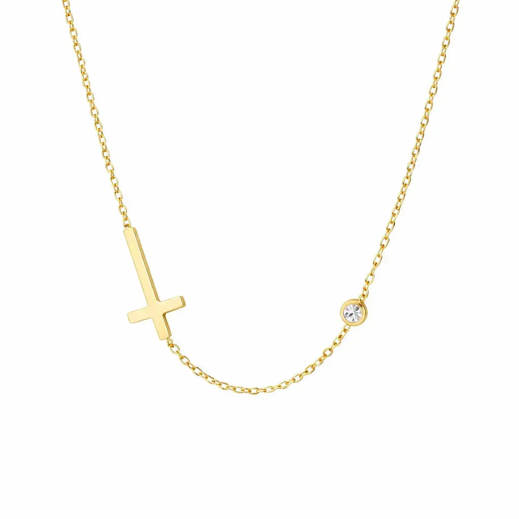 Minimal Gold Cross Necklace – Waterproof Jewelry Valeria Gioielli