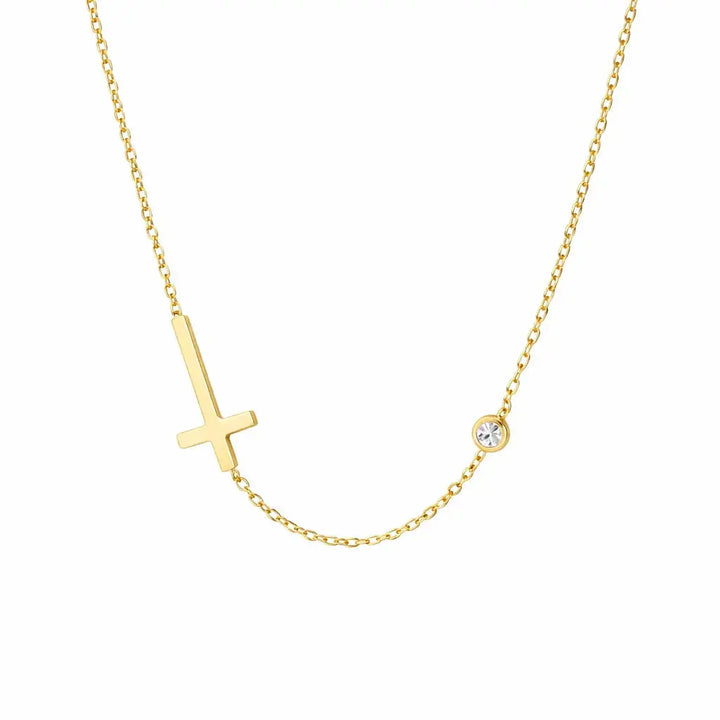 Minimal Gold Cross Necklace – Waterproof Jewelry Valeria Gioielli