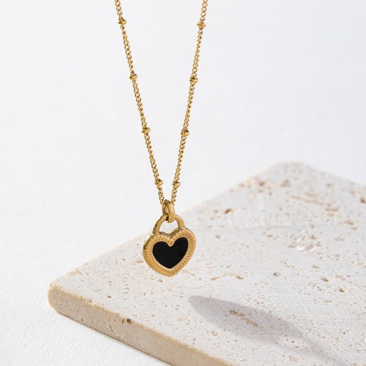Simple Style Reversible Heart Necklace | 18 K Gold Plated