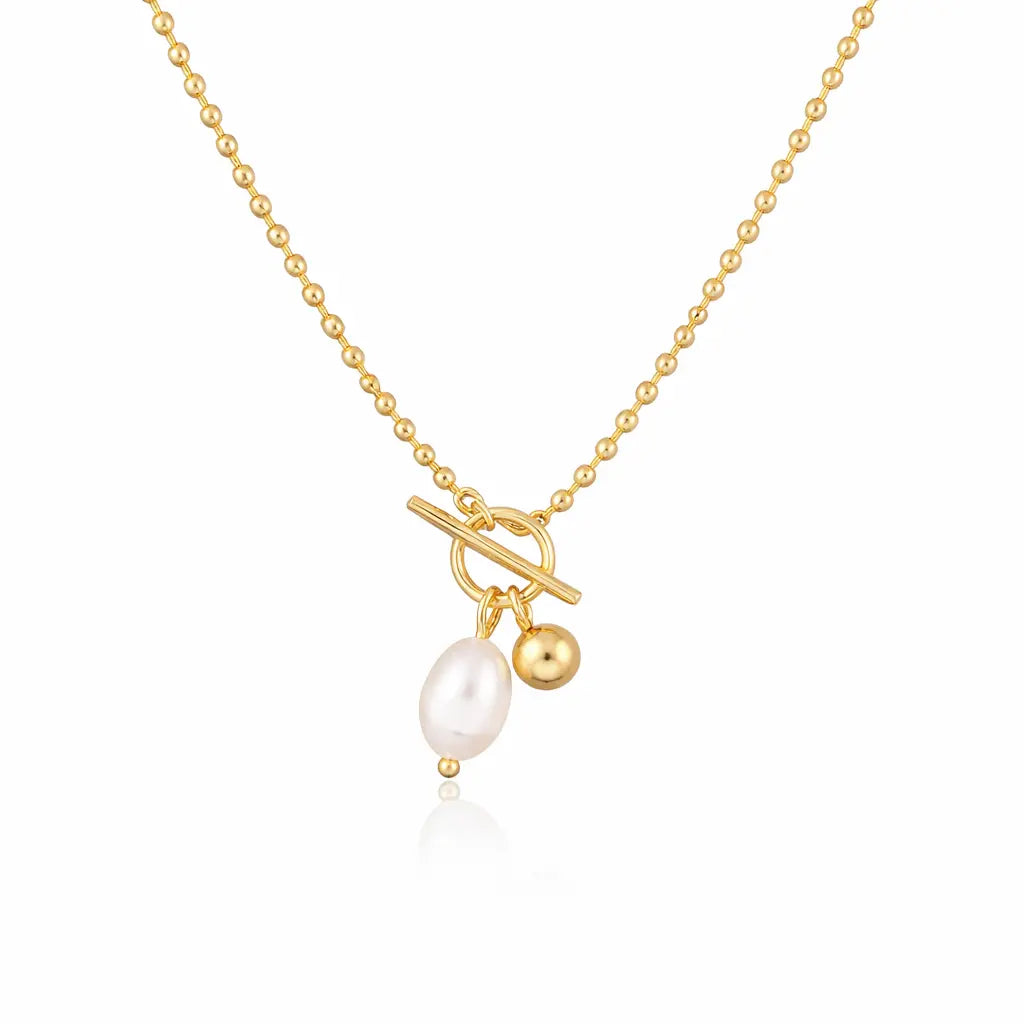 Gold Pearl Charm Necklace – Waterproof Valeria Gioielli