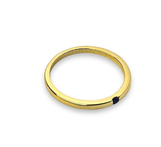 Thin Gold Ring with Small Stud | Sterling Silver 925