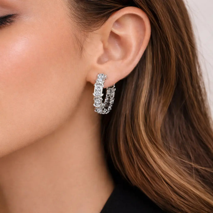 Gold Huggie Hoop Earrings – Cubic Zirconia Copper Minimalist Everyday Jewelry Valeria Gioielli