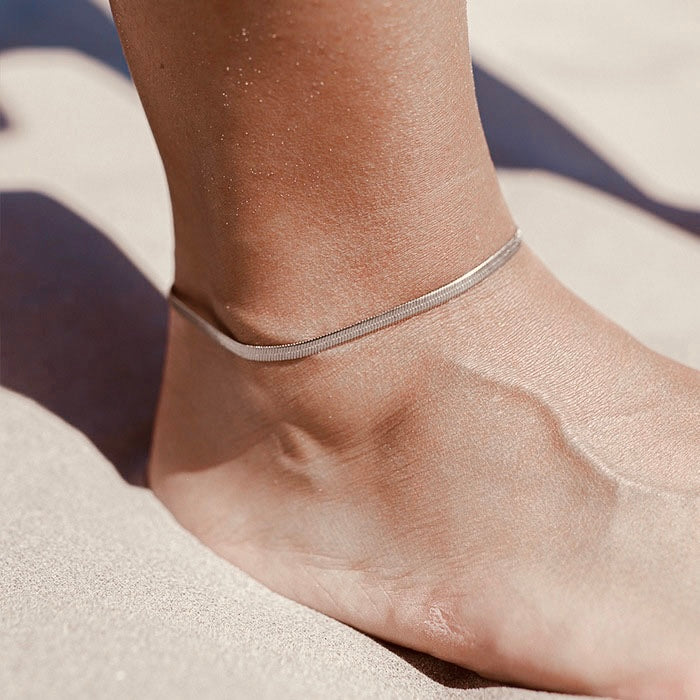 Simple Style Silver Anklet