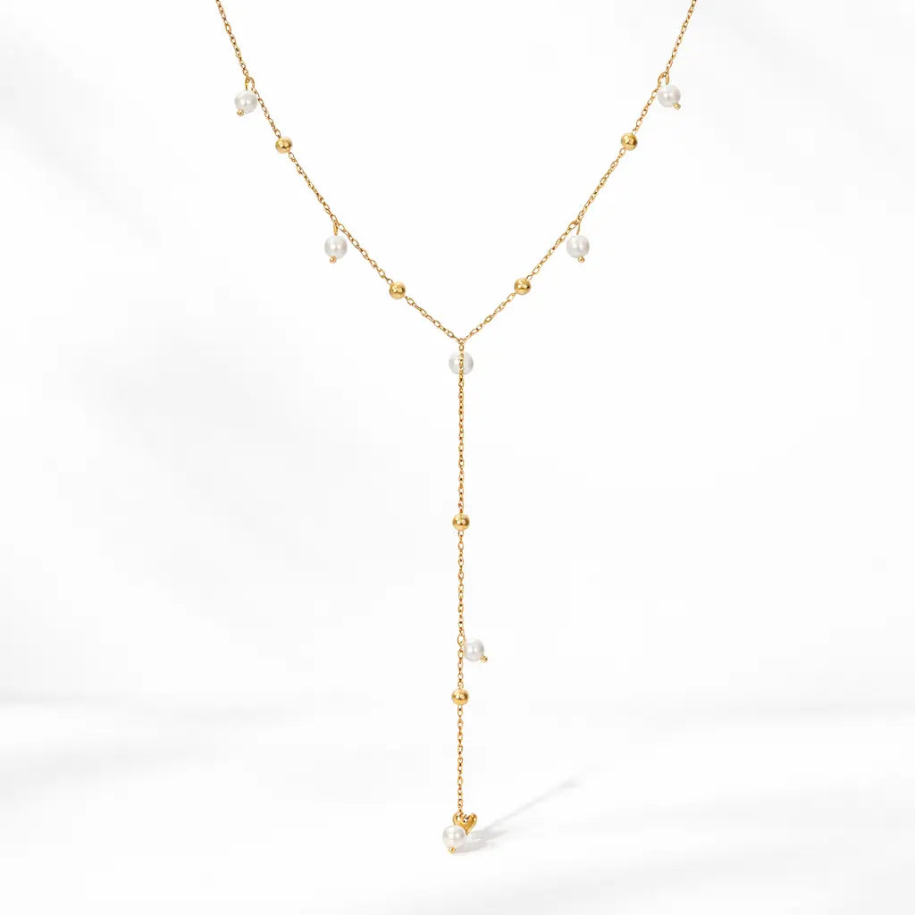 Island Pearl Drop Necklace – Waterproof Stainless Steel Necklace Valeria Gioielli