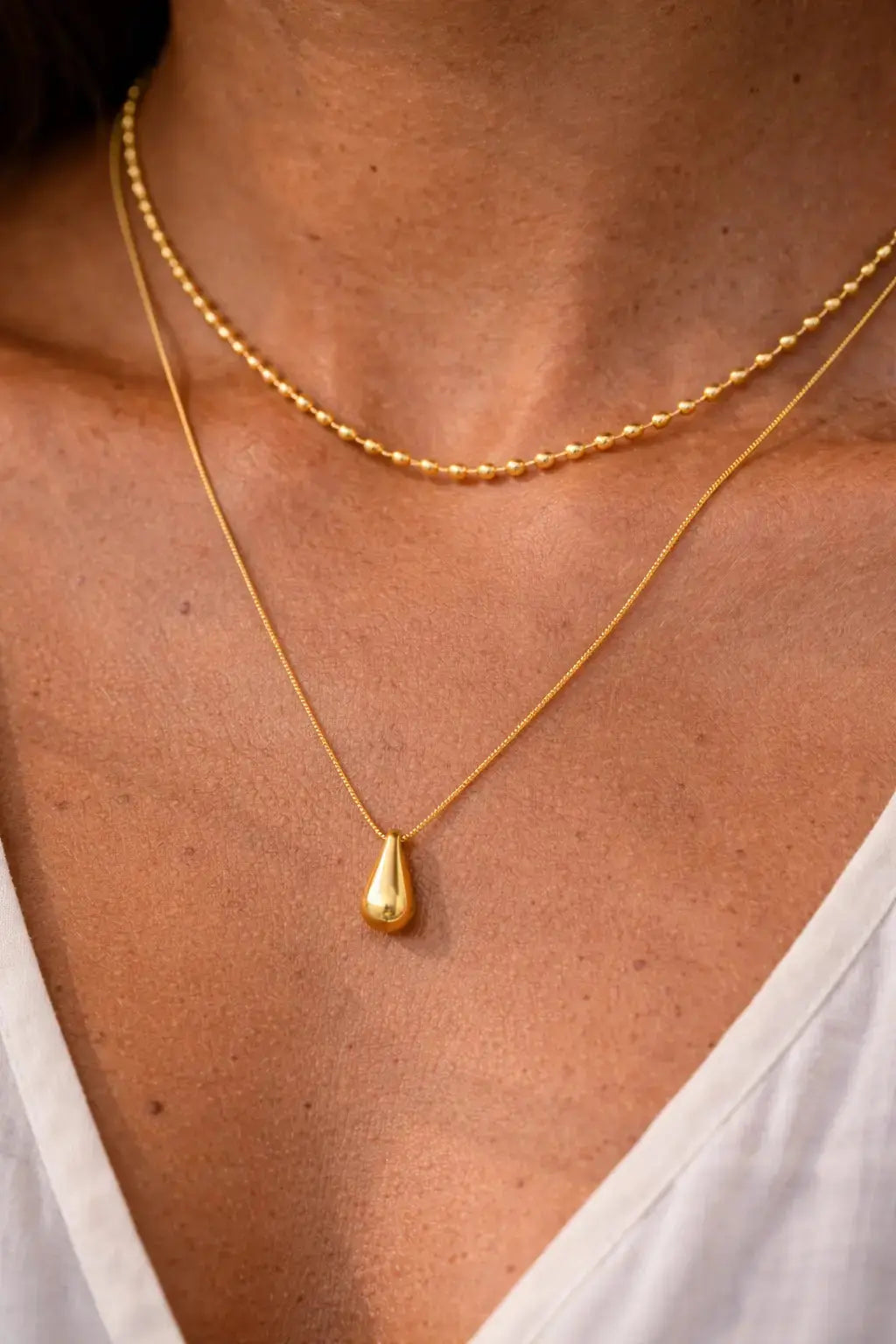Layered Teardrop Necklace – Waterproof Stainless Steel Valeria Gioielli