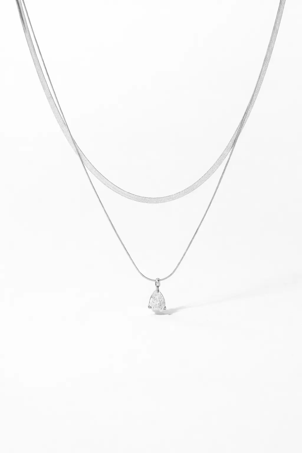 Aria Pear Pendant Necklace – Layered Gold Stainless Steel Necklace Valeria Gioielli