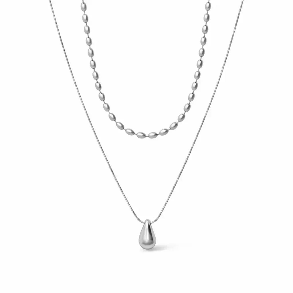 Layered Teardrop Necklace – Waterproof Stainless Steel Valeria Gioielli