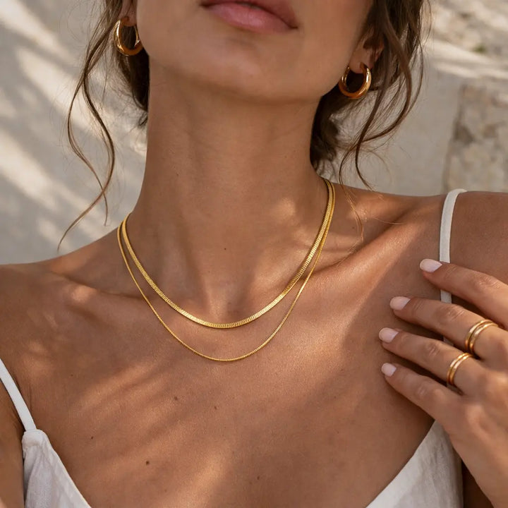 Layered Snake Chain Necklace – Waterproof Titanium Steel Valeria Gioielli