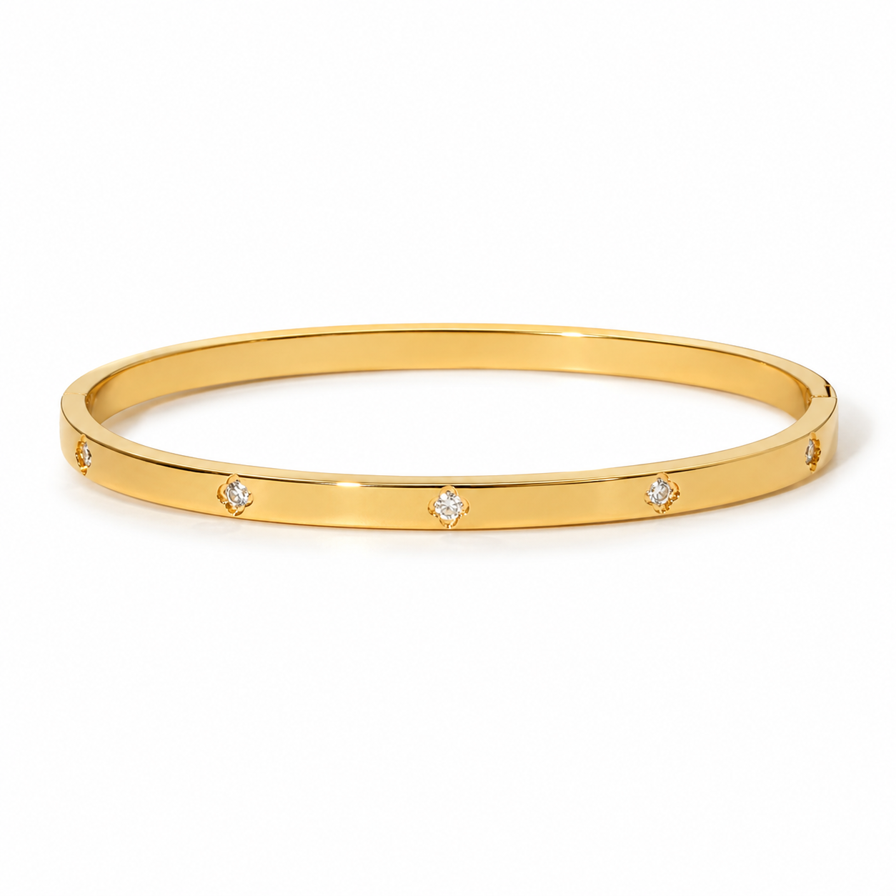 Titanium Steel Clover Bangle Bracelet – Waterproof & Tarnish Resistant
