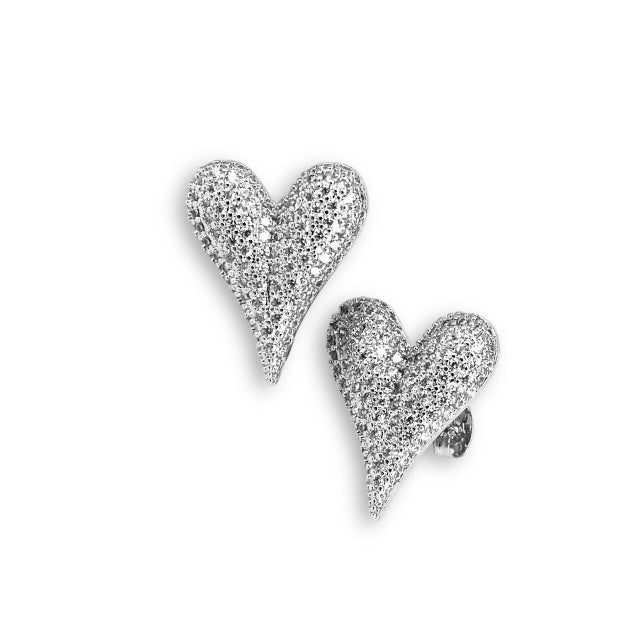 Silver Diane Heart Earrings