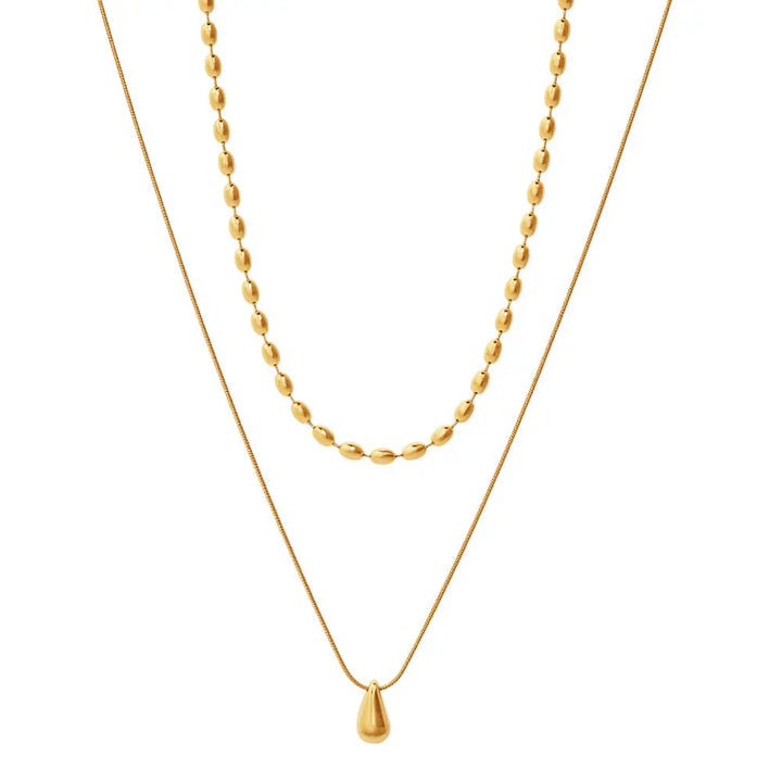 Layered Teardrop Necklace – Waterproof Stainless Steel Valeria Gioielli