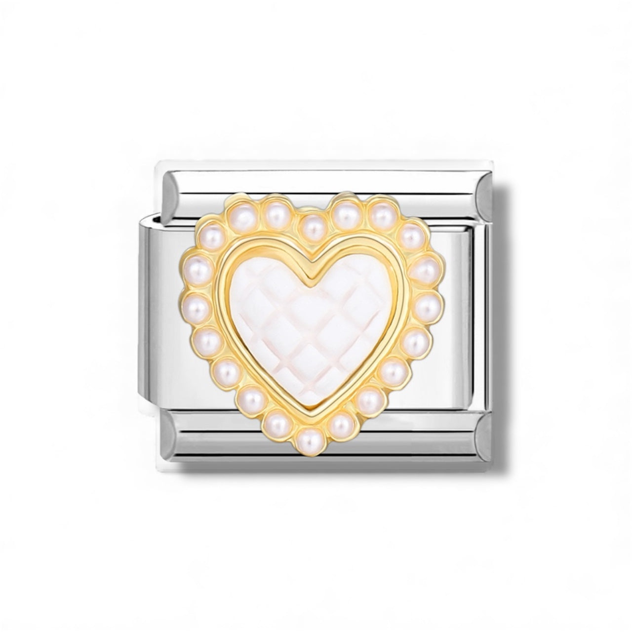 Pearl Heart Italian Charm